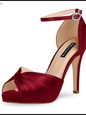Women's Satin Peep Toe Ankle Strap High Heel Stiletto Party Prom Sandals